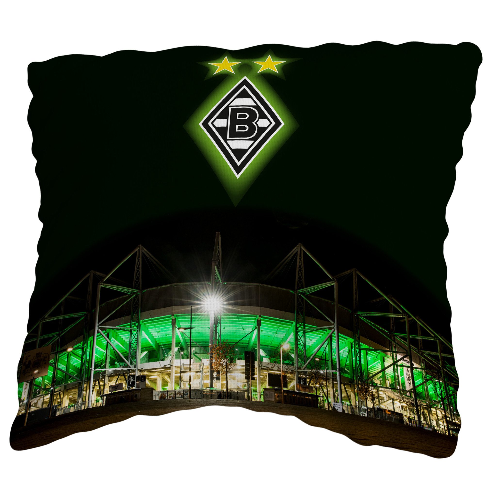 BERONAGE Dekokissen Borussia Mönchengladbach Kissen Borussia Park 40x40 cm, passend zur Bettwäsche, ideal für Sofa, Couch, Bett, Auto