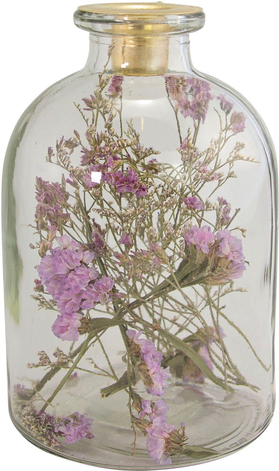 Home affaire Kerzenhalter Stabkerzenhalter Ancinnes (1 St), mit  Trockenblumen, Höhe ca. 17 cm | Kerzenständer