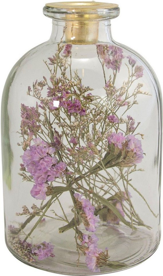 Home affaire Kerzenhalter Stabkerzenhalter Ancinnes (1 St), mit  Trockenblumen, Höhe ca. 17 cm
