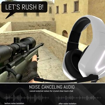 Orzly ‎RXH-20 Gaming-Headset (Bedarf weggeklappt werden (120 Grad), Mit Kabel, Stadia Stereo-Sound with mit Geräuschunterdrückung Microphone)