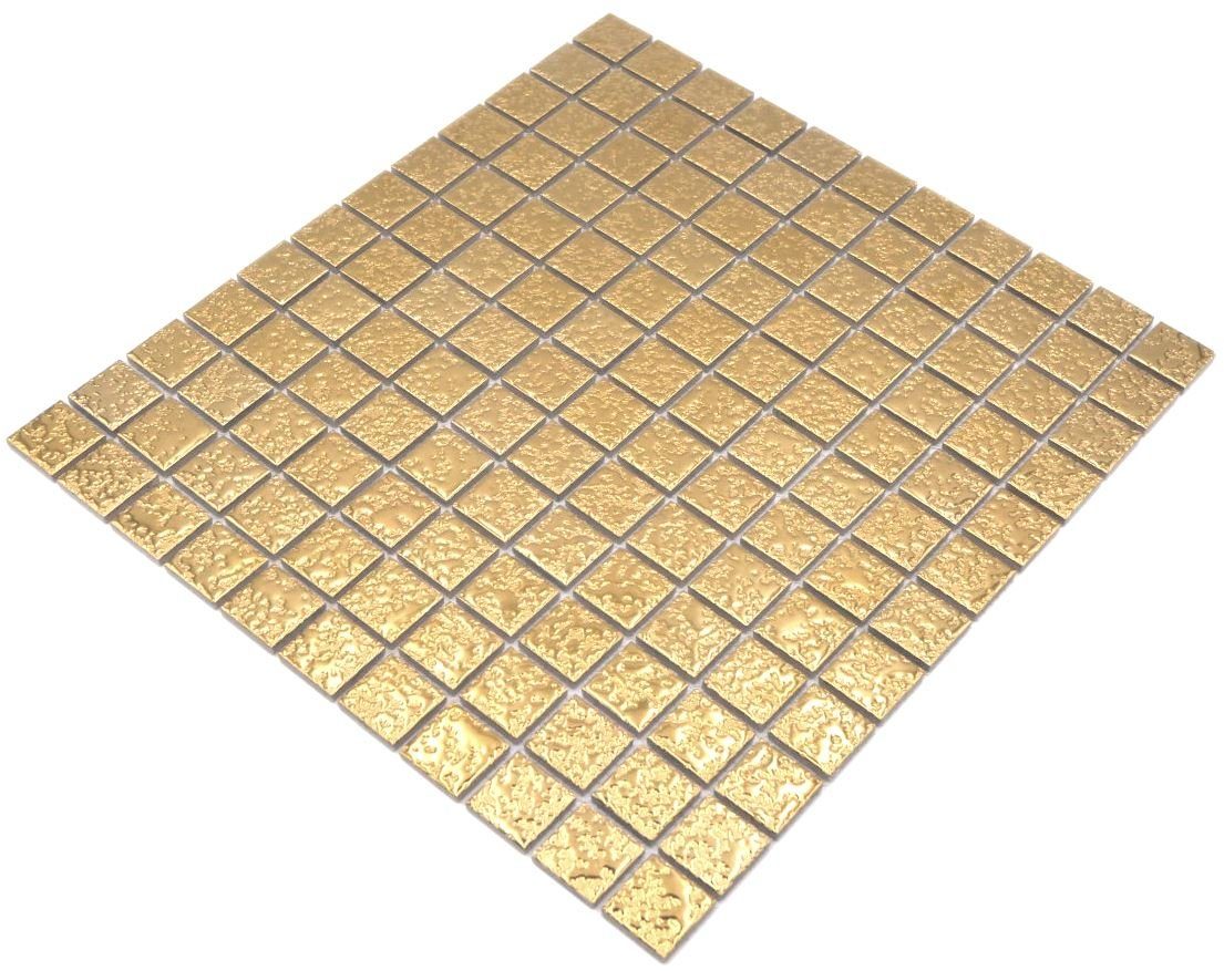 Mosani Mosaikfliesen Keramikmosaik gold Mosaikfliese struktur Wand Fliesens günstig online kaufen