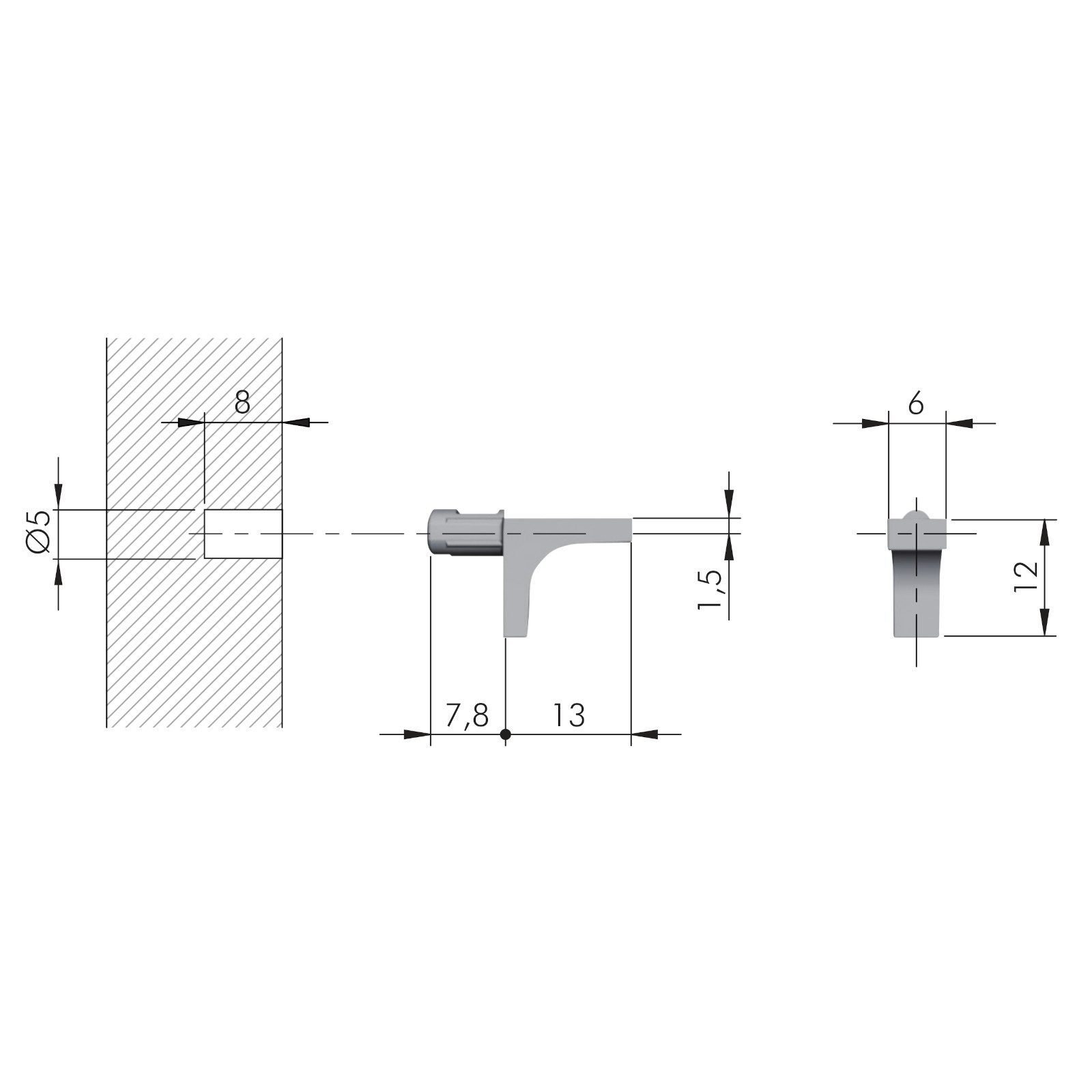 SO-TECH® Wandregalhalter Regalbodenträger K-Line 20 Stück für Durchm. 5 mm Bohrloch, 20-tlg., K-Line Ø 5 mm schwarz