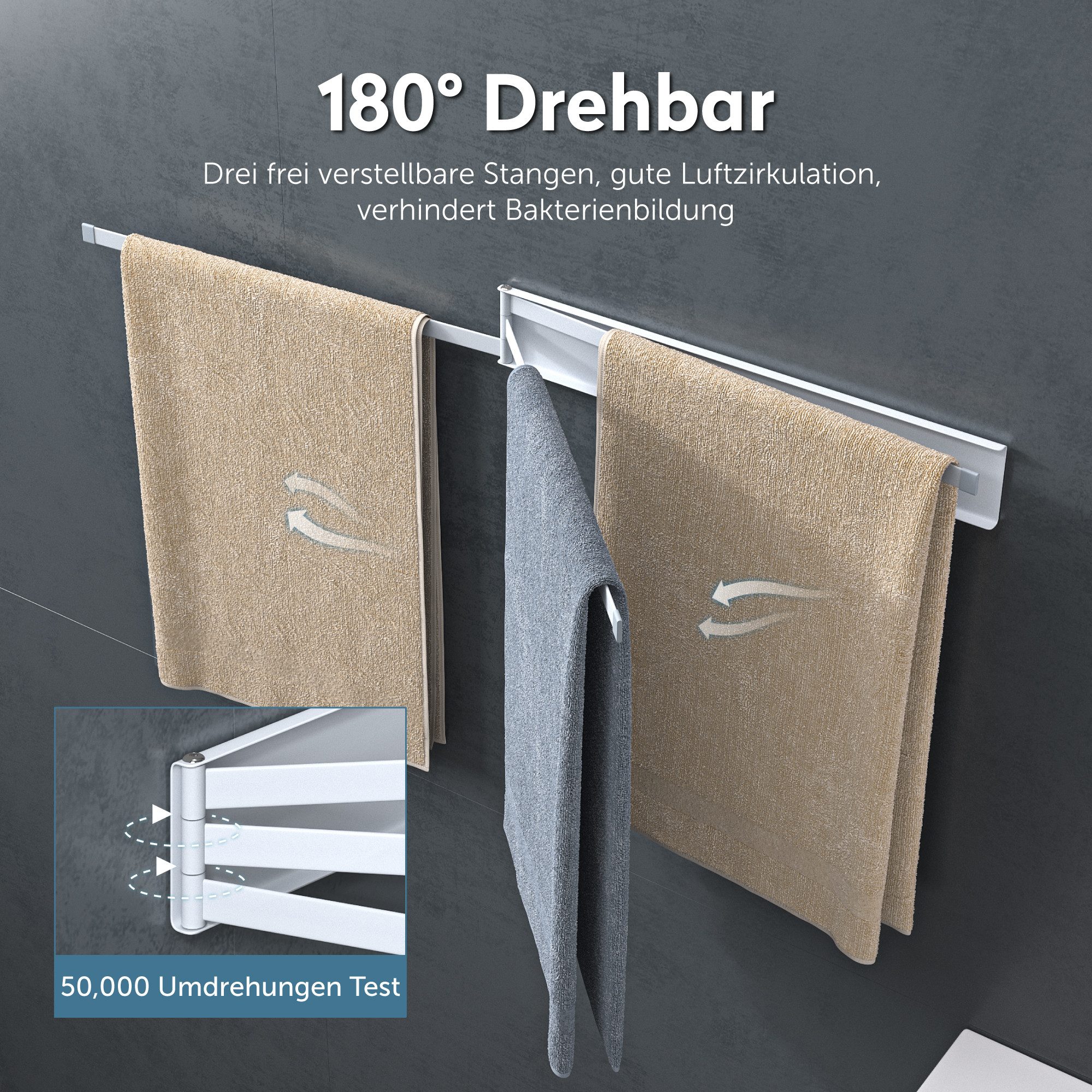 doporro Handtuchhalter Handtuchstangen ohne Bohren Magnetisch 180° schwenkbar Folda02 – Bild 4 von 5
