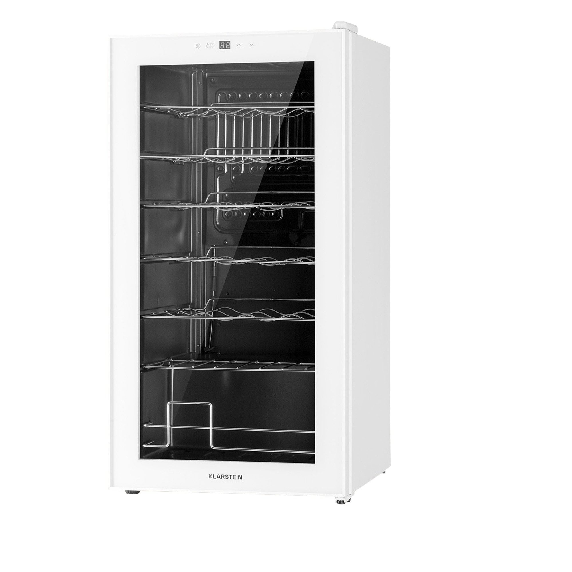 Klarstein Weinkühlschrank Shiraz 28 Uno Weinkühl 28 Fl 74L 5-18°C Touch LED 39 dB freistehend, für 28 Standardflaschen á 0,75l,Flaschenkühlschrank Weintemperierschrank Weinschrank freistehend LCD
