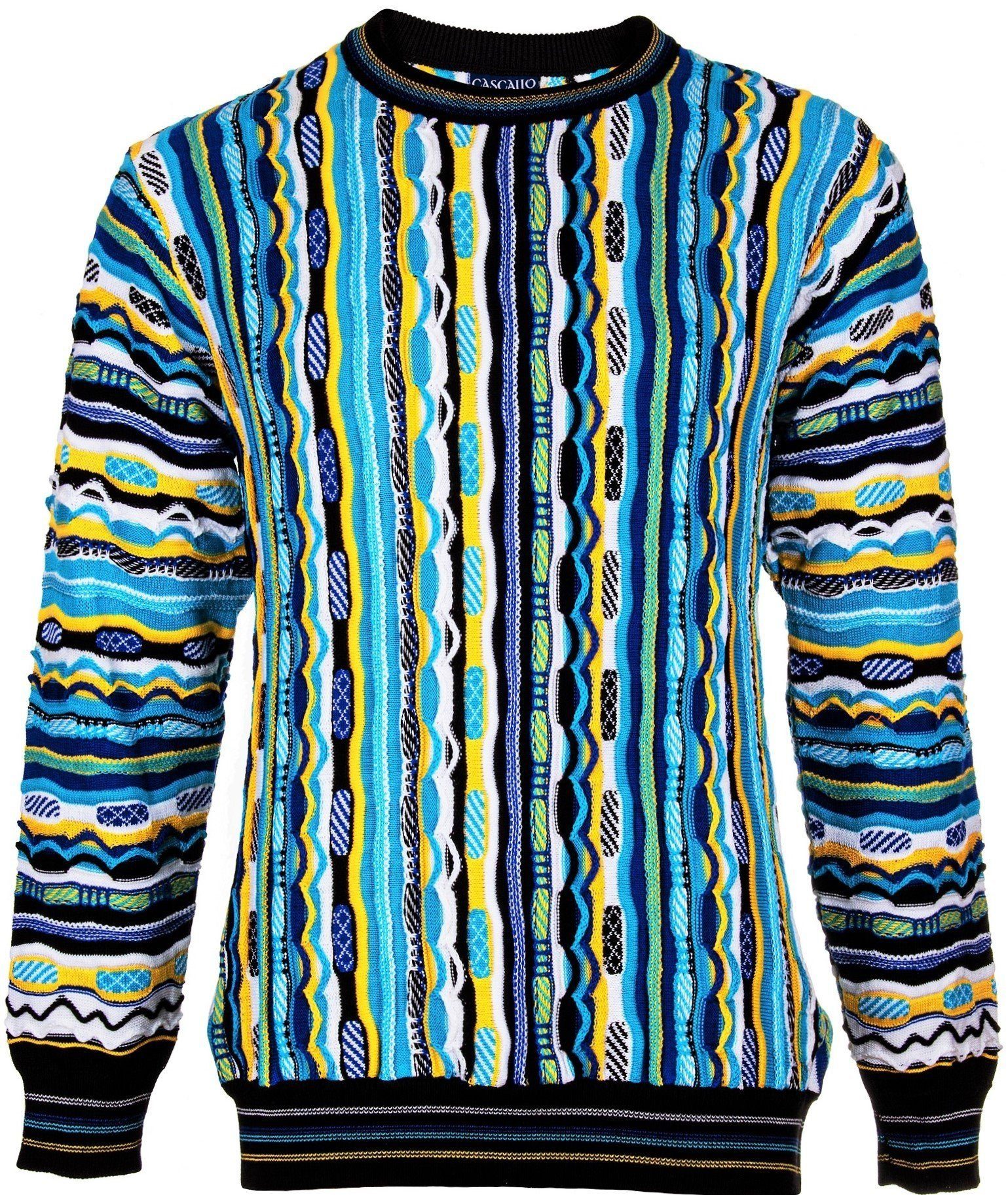 Cascallo Strickpullover Remo - Gestrickter Luxus Designer Rundhals-Pullover Regular Fit (1-tlg) 3D Optik