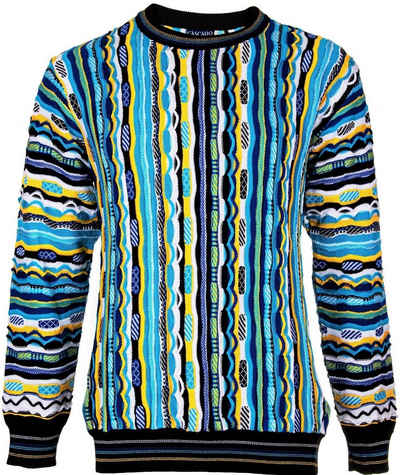 Cascallo Вязаные свитера Remo - Gestrickter Luxus Designer Rundhals-Pullover Regular Fit (1-tlg) 3D Optik