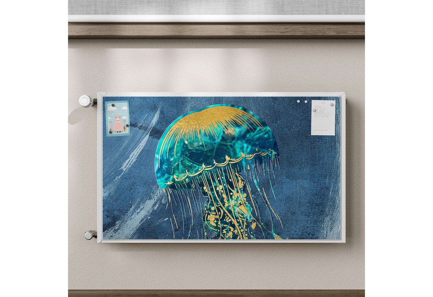 Thumbnail - DEQORI Magnetfolie 'Goldene Qualle', beschreibbar Heizung Magnetmatte magnetisch Magnetfolie