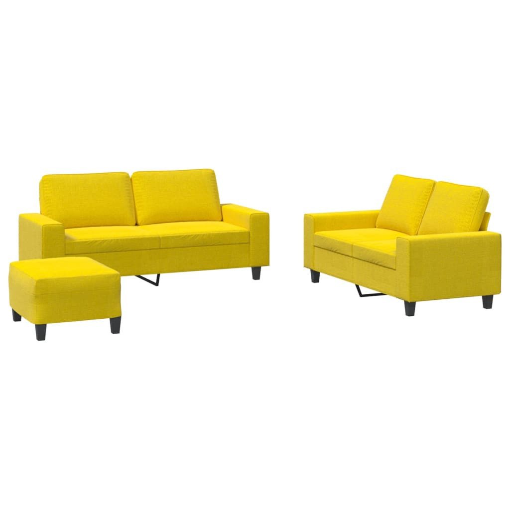 vidaXL Sofa 3-tlg. Sofagarnitur Hellgelb Stoff günstig online kaufen