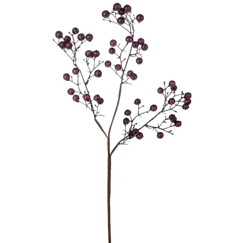 Kunstblume Künstlicher Beerenzweig Dekozweig lila Kunststoff 1 Stk 46 cm  Zweig, matches21 HOME & HOBBY, Höhe 46 cm