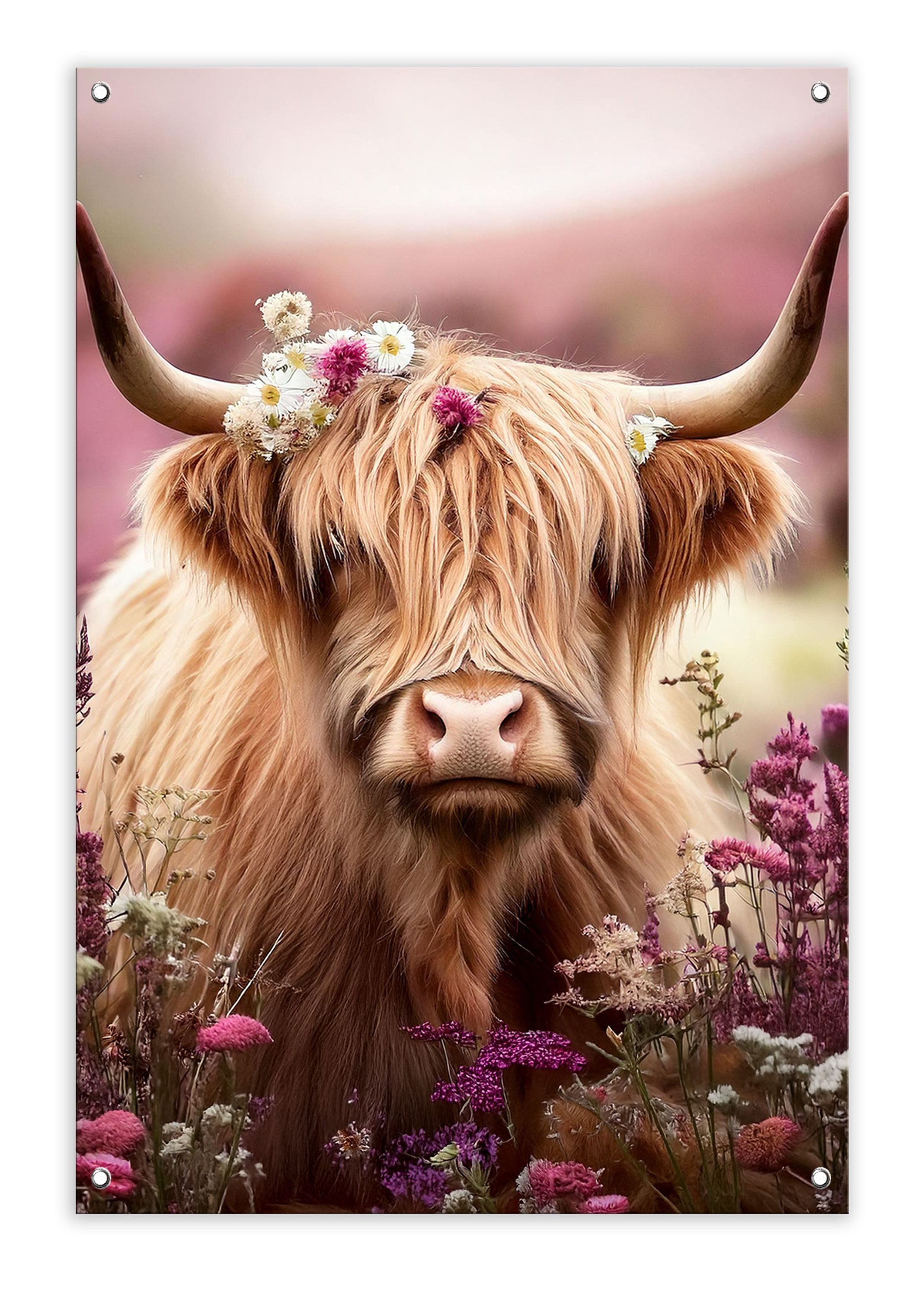 artissimo Плакат Garten-Poster 60x90cm Gartendeko Balkon-Deko Outdoor-Deko rosa, Outdoor-Poster: Hochlandrind