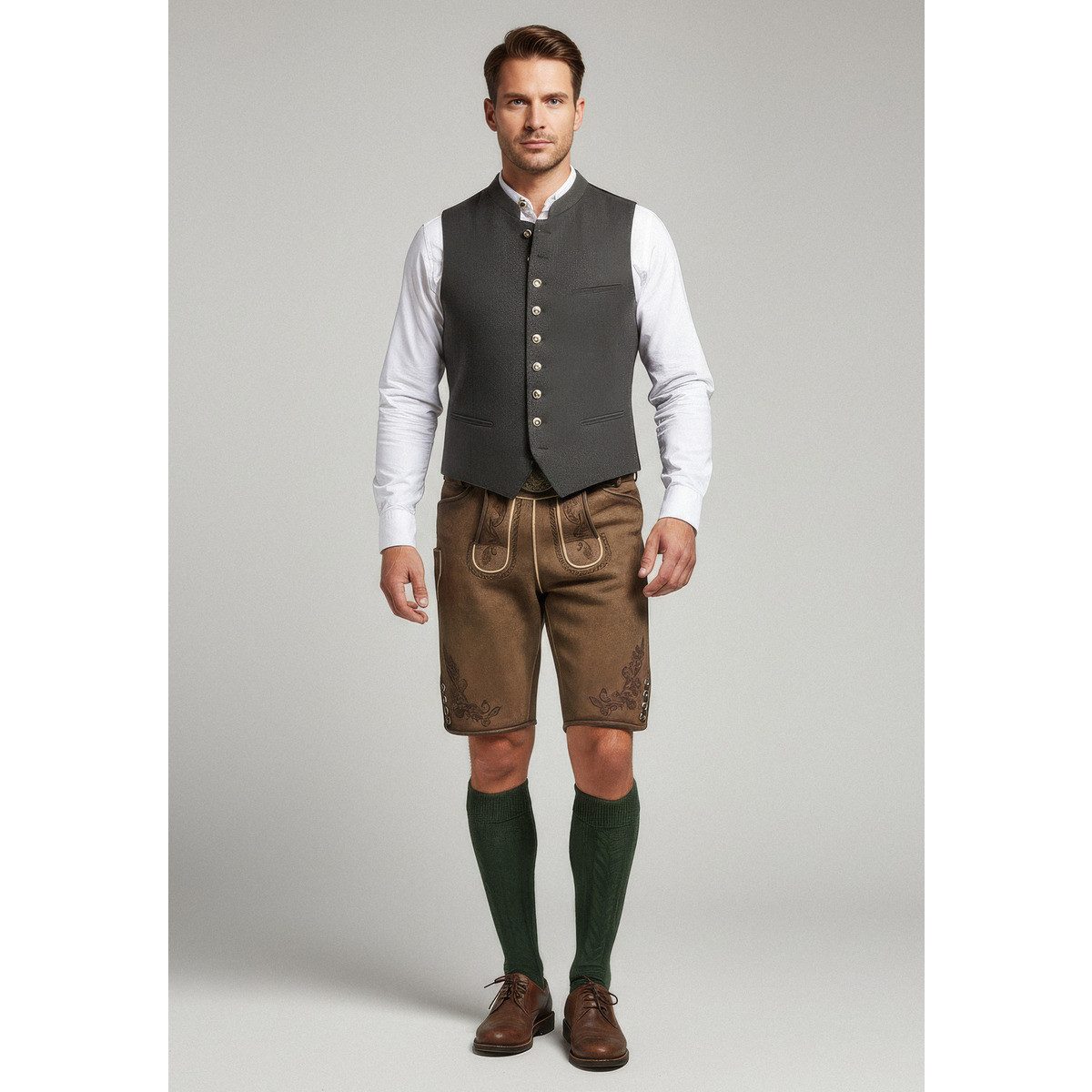 Krüger Trachtenlederhose Devian Herren (1-tlg) Trachtenlederhose, Trachtenhose, Bayerische Lederhose, Oktoberfest