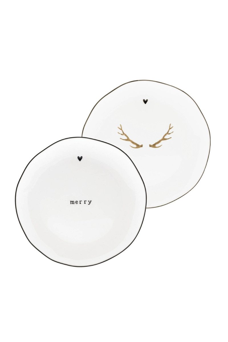 Geschirr-Set Bastion Collections Beistellteller 2er Set - MERRY & DEER - weiß