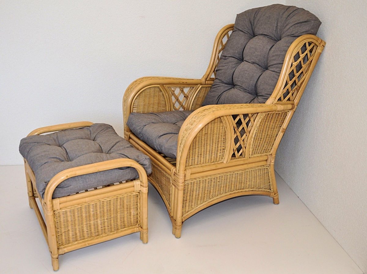 Rattanstuhl Rattansessel, Rattan Ohrensessel Oliver + Rattanhocker