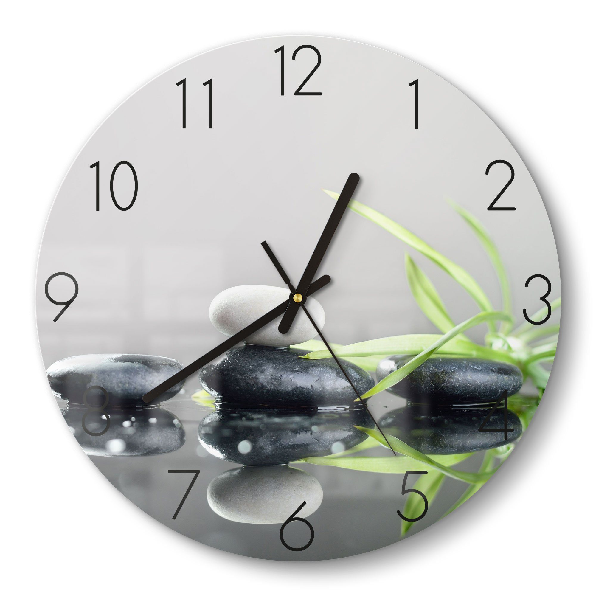 DEQORI Wanduhr 'Naturstein Arrangement' (Glas Glasuhr modern Wand Uhr Design Küchenuhr)