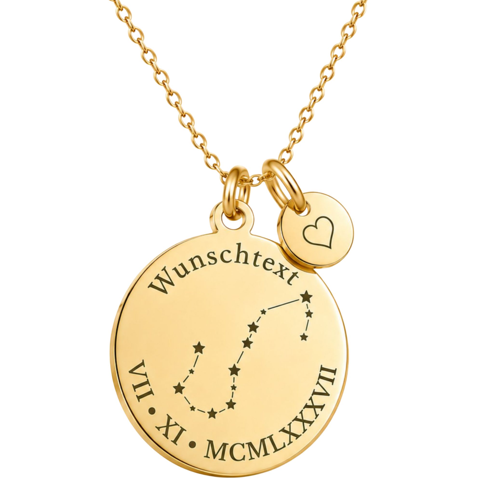 Kette mit Anhänger mit Gravur Personalisierte Halskette Damen Sternbild Gravur Römische Zahlen
