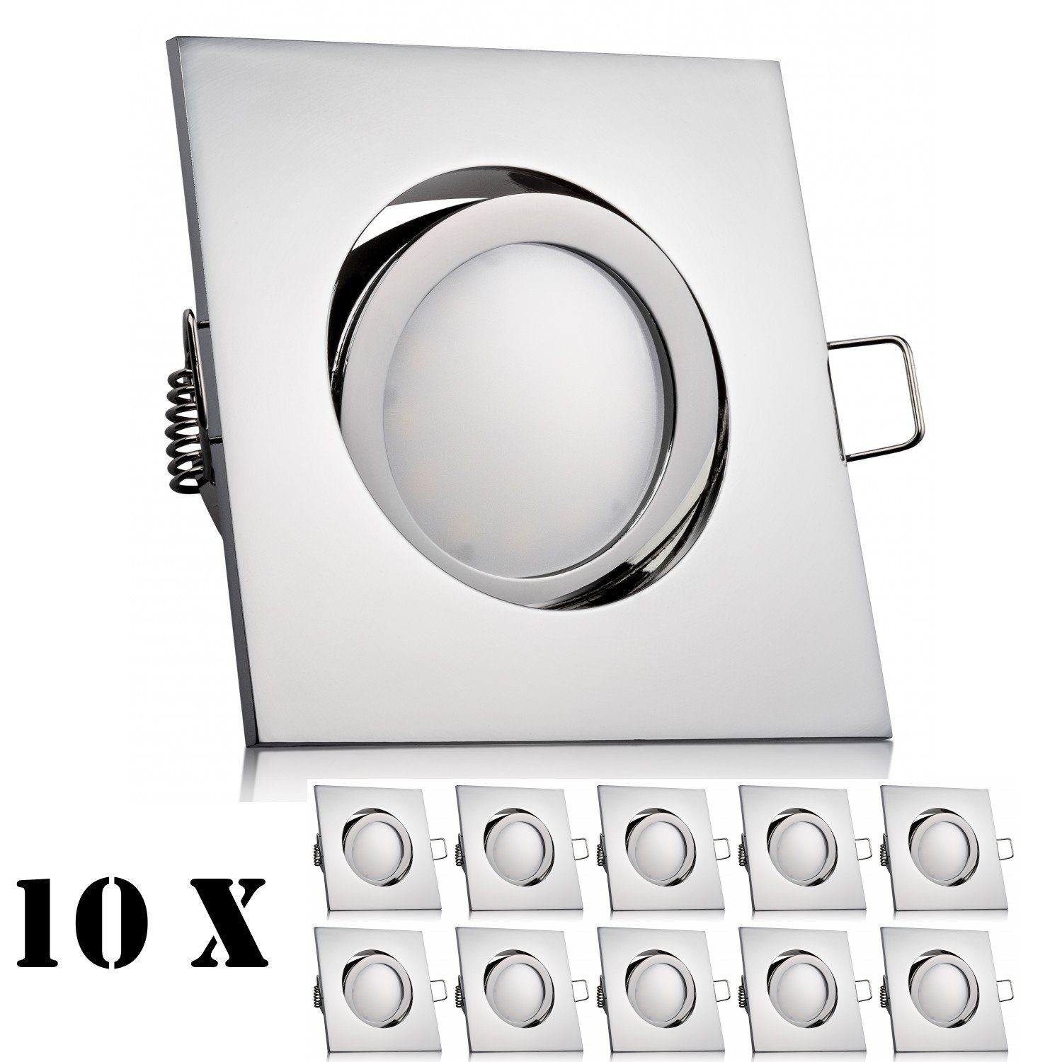 5W Set v 10er flach LED mit Einbaustrahler LED LEDANDO chrom extra in Einbaustrahler Leuchtmittel