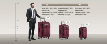 SHOWKOO Kofferset für maximale Sicherheit und Bequemlichkeit auf Reisen, 4 Rollen, Weichschalen mit vielseitigen Größen, verbesserten Reißverschlüssen