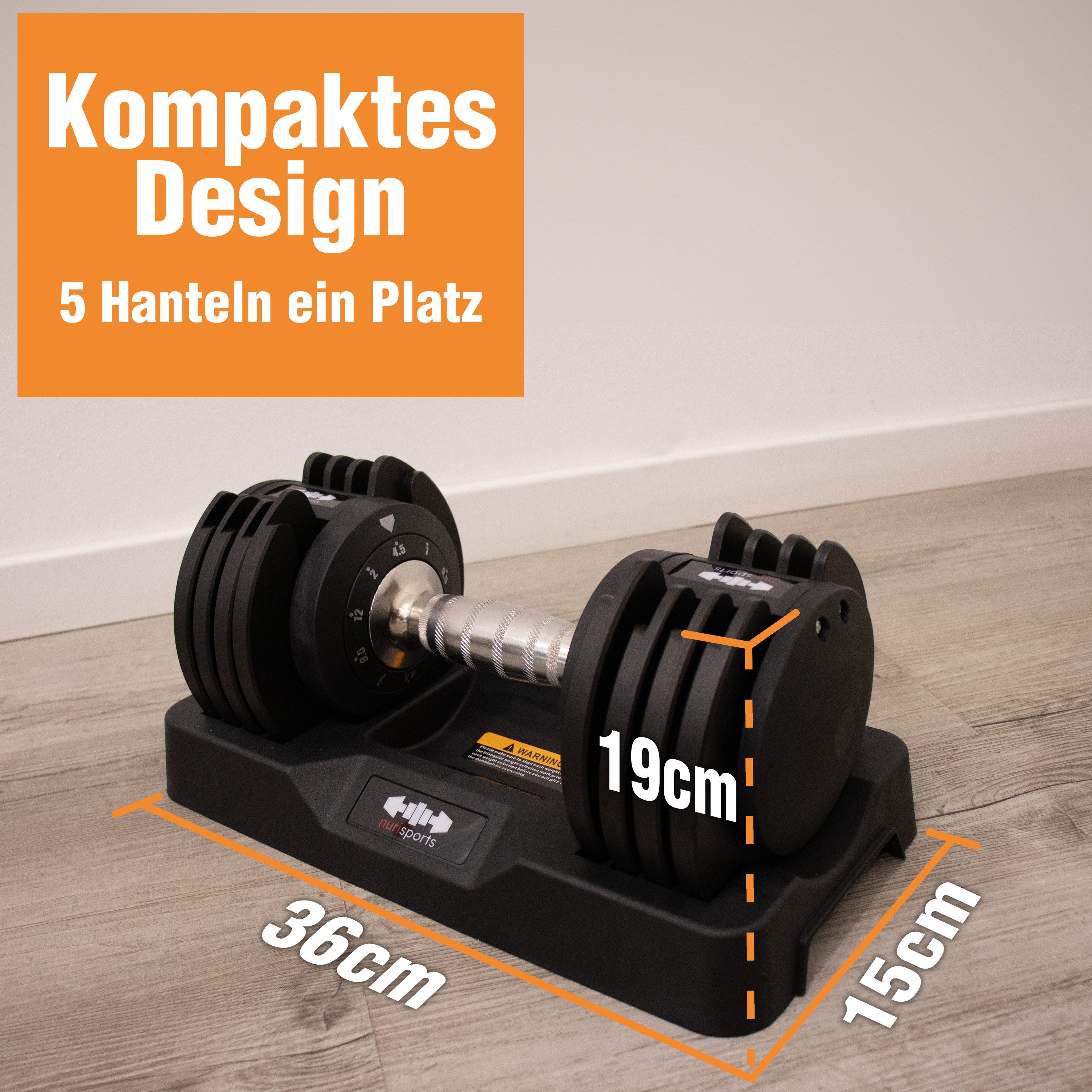 Close Up Kurzhantel nurisports Hantel verstellbar 5 Gewichtsstufen, 2 kg -12 kg