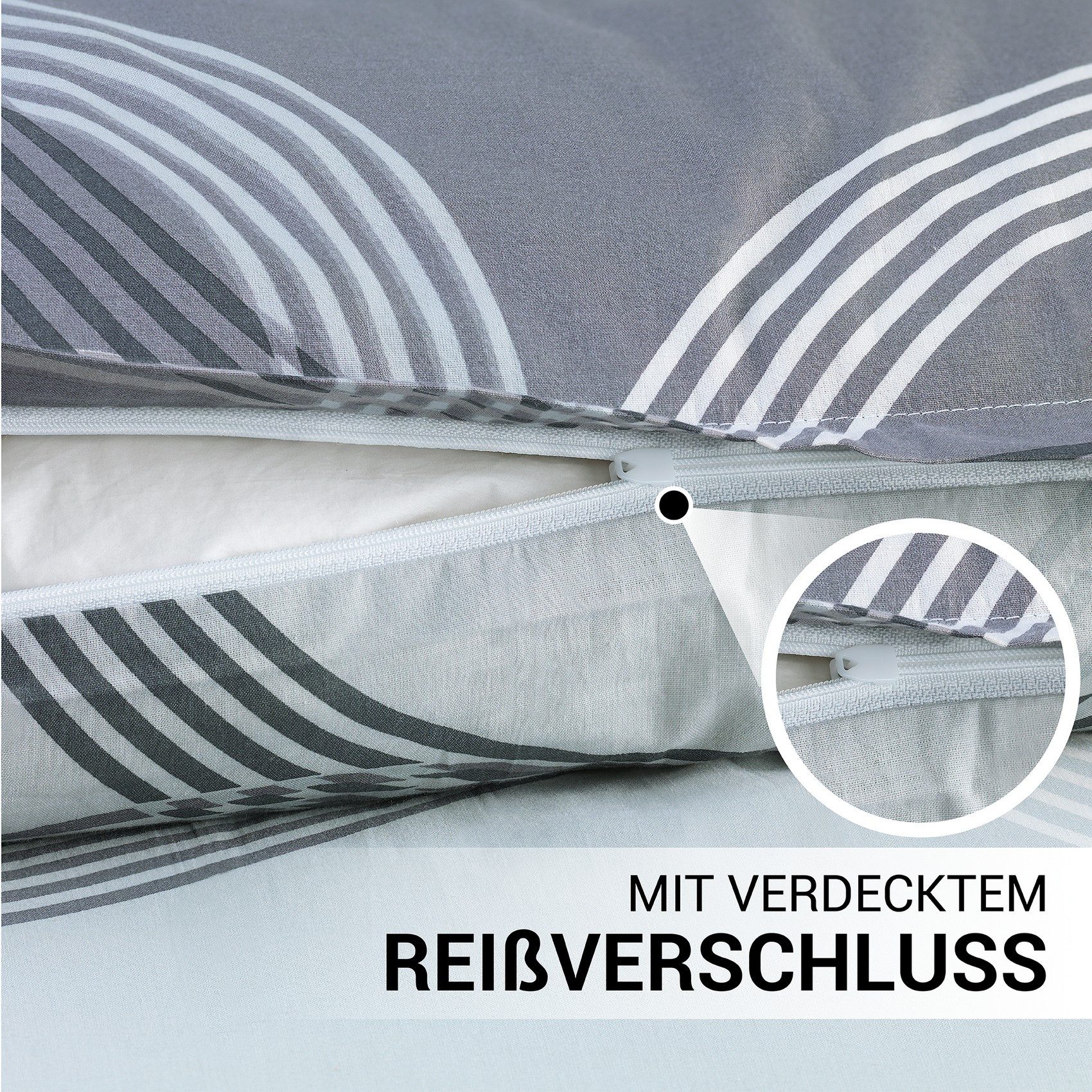 Malika Bettwäsche 155x220 + 80x80 cm atmungsaktiver Baummwoll Renforce Bettbezug, Renforce Baumwolle, 2 teilig, Für Allergiker geeignet, pflegeleicht, angenehm weicher Stoff