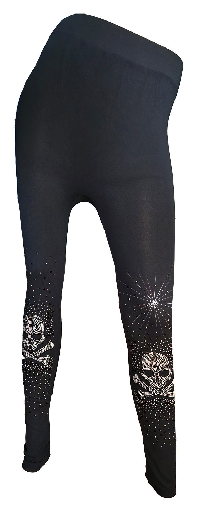 Einkaufszauber Leggings Leggings Skull Totenkopf Strass - geschliffenen Strass-Steine, die im Licht besonders schön glitzern
