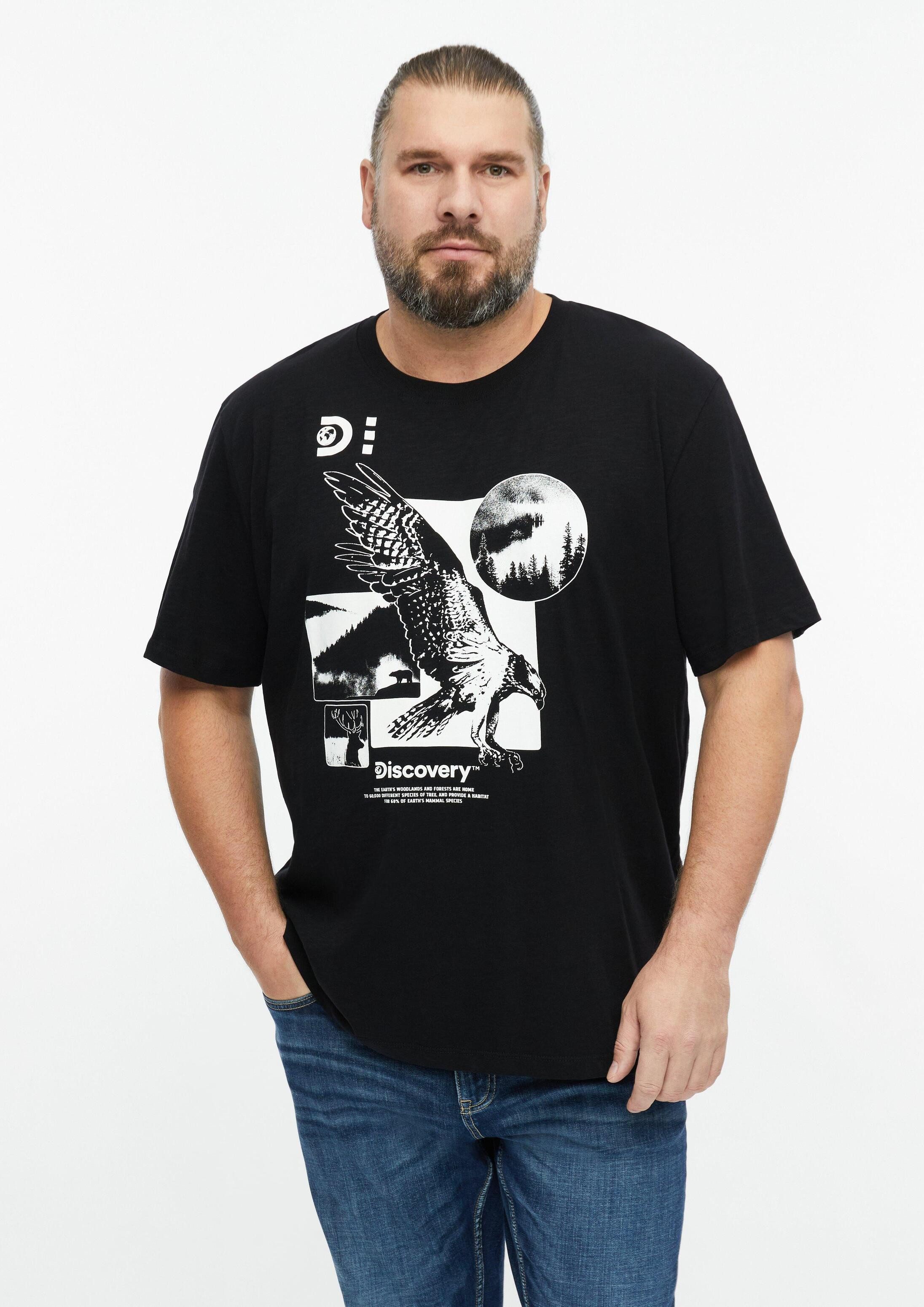 s.Oliver Kurzarmshirt T-Shirt T-Shirt mit Flammgarnstruktur und Artwork