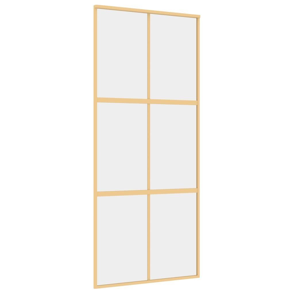 vidaXL Zimmertür 90 x 205 cm Schiebetür Golden 90x205 cm ESG-Klarglas und Aluminium Zim