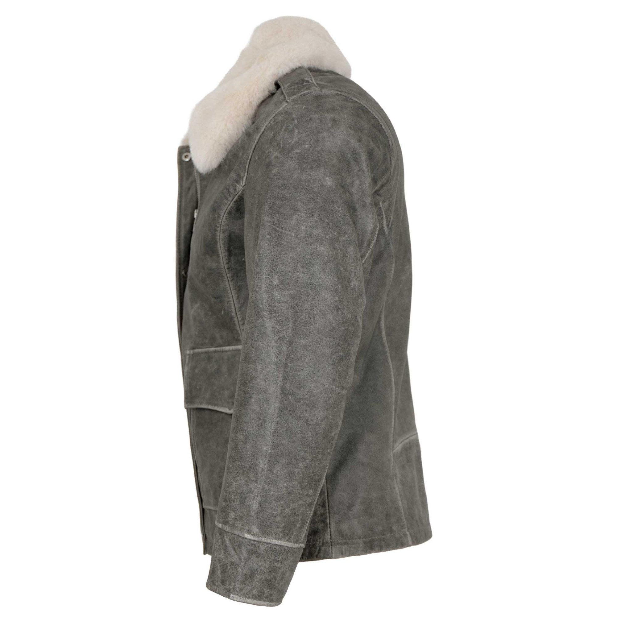 Freaky Nation Lederjacke Go For-FN Freaky Nation - Herren Lederjacke Blouson Büffelleder grau retro