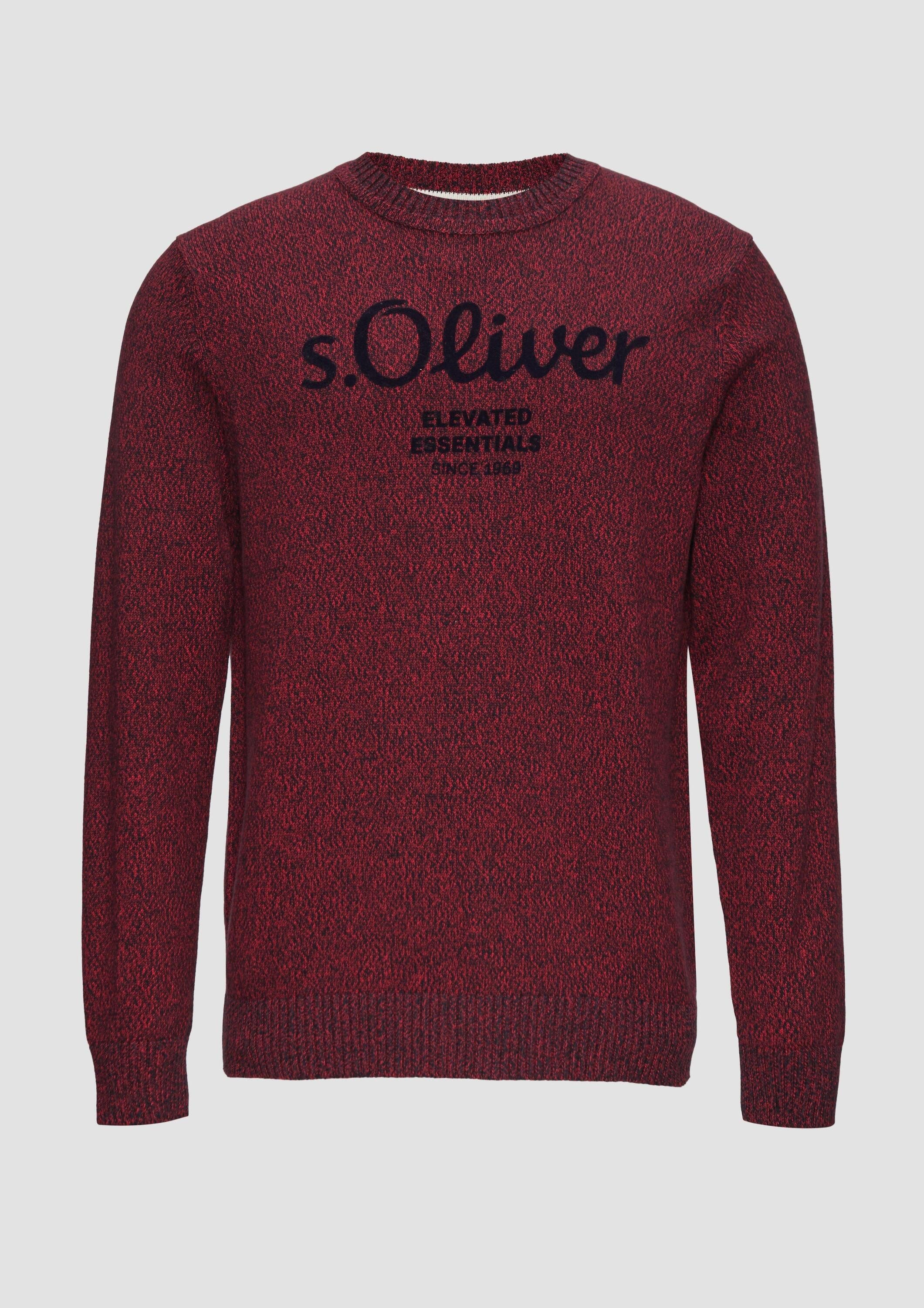 s.Oliver Longpullover Strickpullover Strickpullover mit Logo in Melange-Optik
