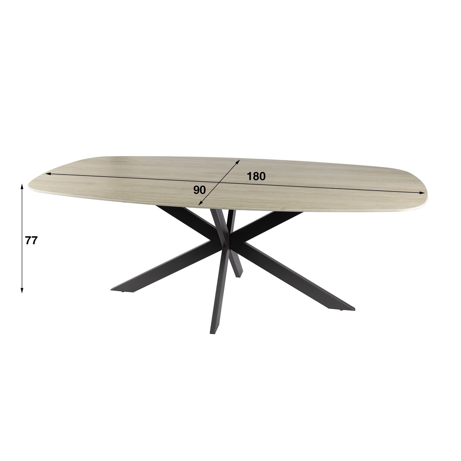 Vintagehaus Esstisch Retro Esstisch Romano 180 cm Travertin Keramik Spider-Gestell – Bild 5 von 5