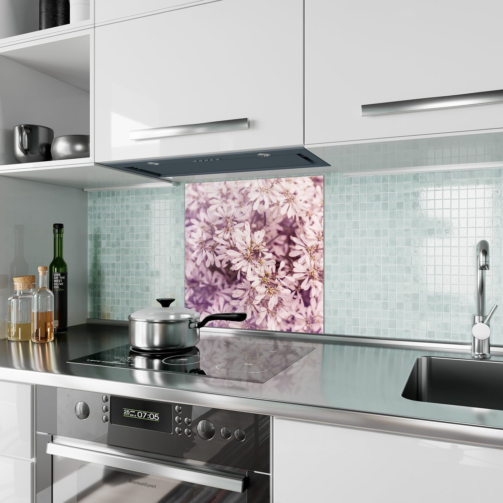 Motiv Glas Spritzschutz Blumen mit Küchenrückwand VintageStiel im Küchenrückwand Primedeco