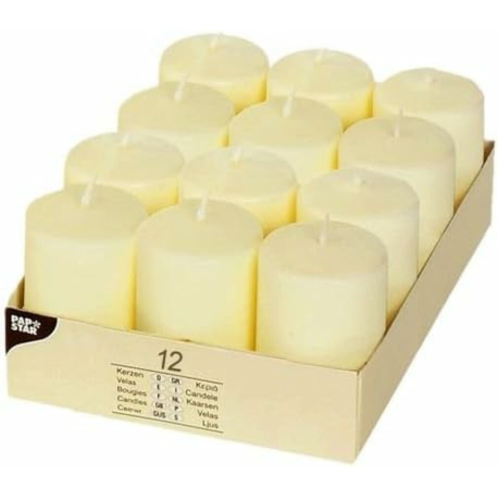 PAPSTAR Stumpenkerze 15360 12 Pillar Candles Diameter 40 X 60 Mm Ivory günstig online kaufen