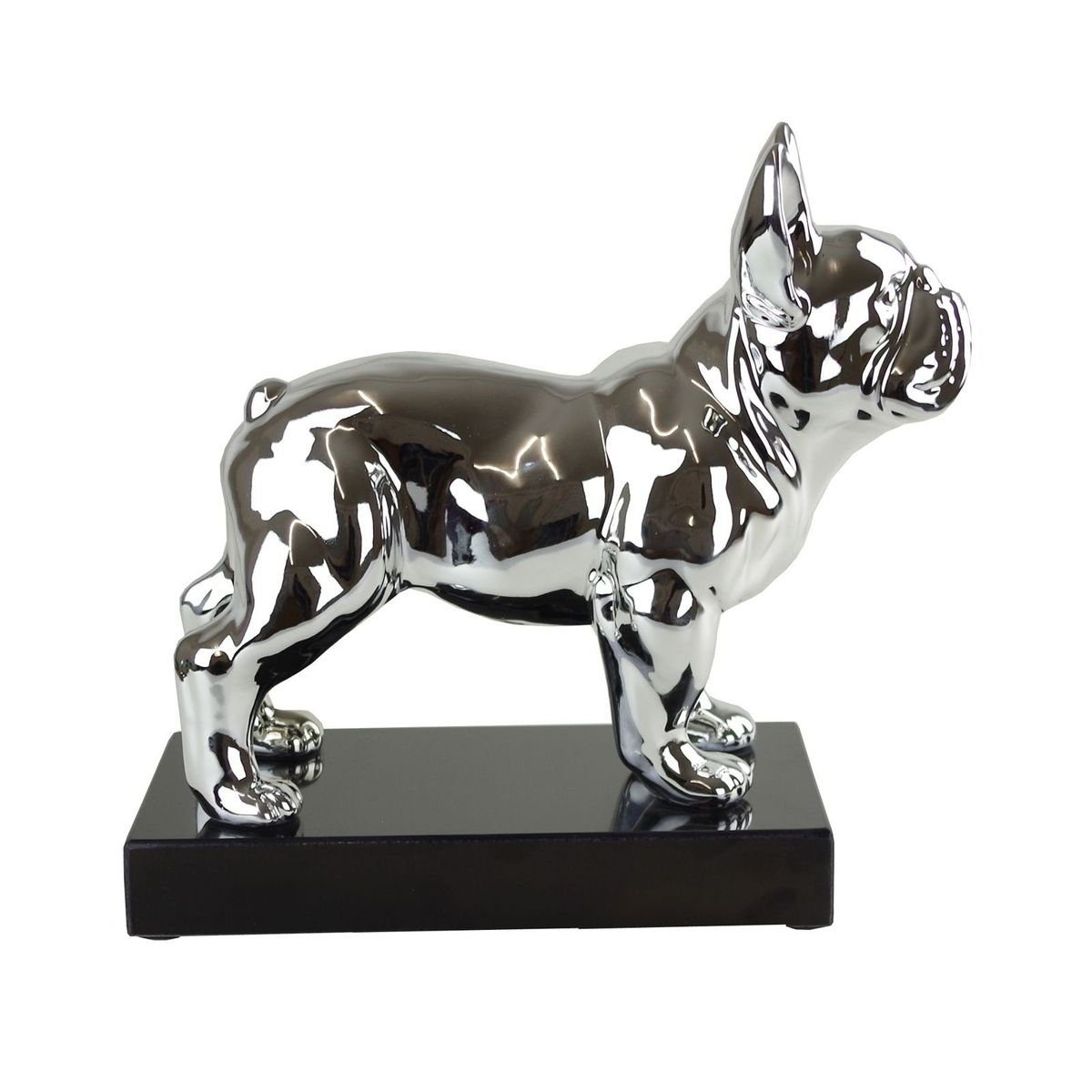Casablanca Dekoobjekt hochwertige einer Bulldogge Kunstobjekt auf Optik franz. stehend, Dekofigur Marmorsockel