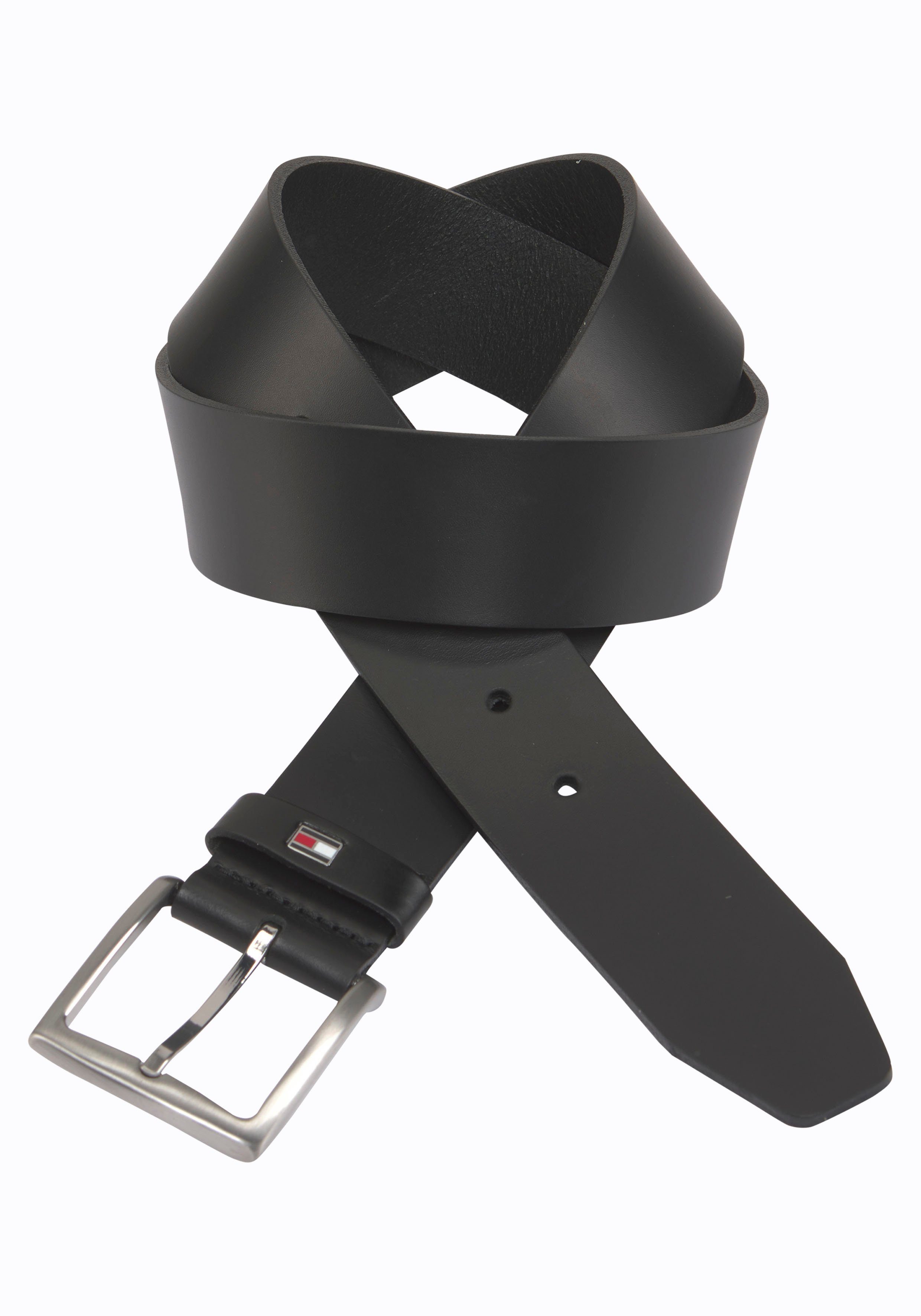 Tommy Hilfiger Ledergürtel New Denton 4 cm breit NEW DENTON BELT mit Flag-Logoschlaufe