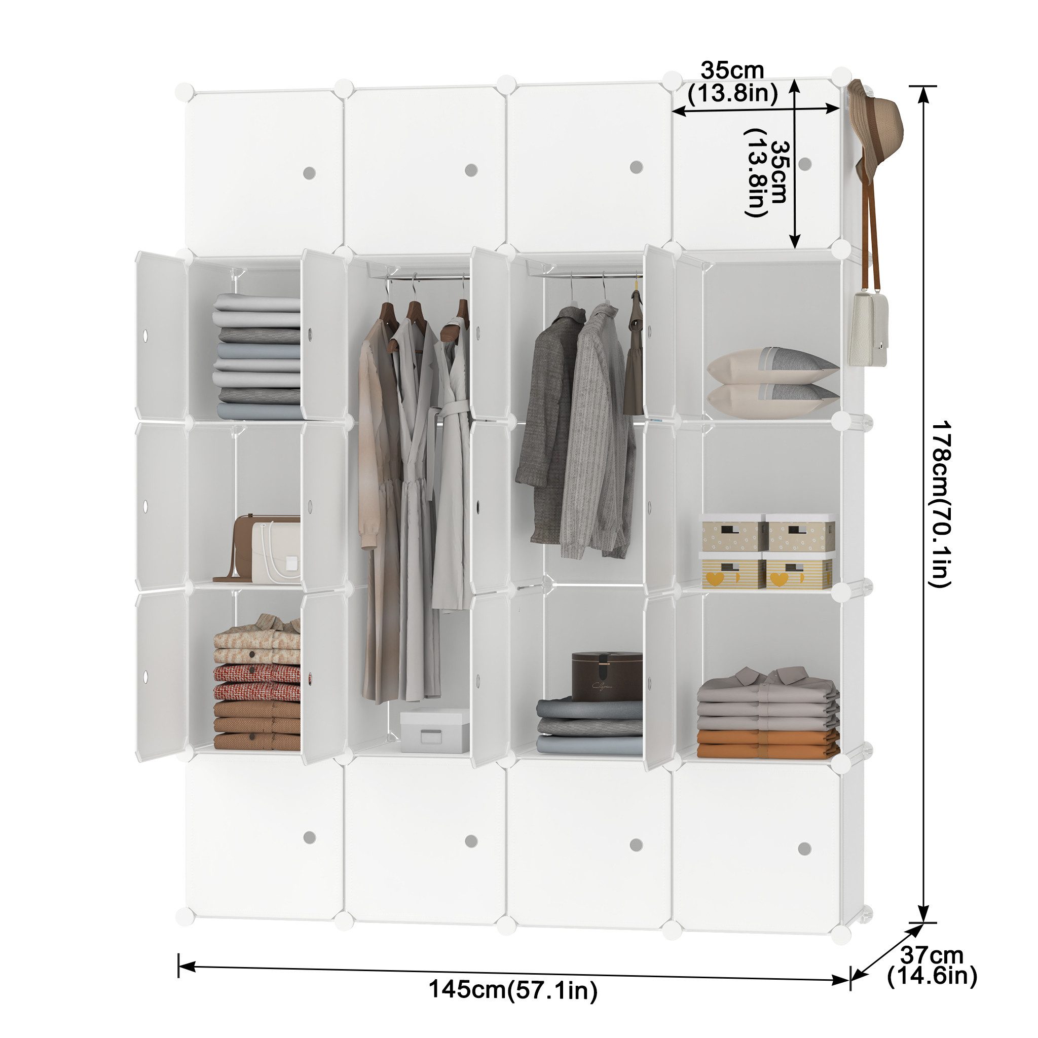FIVMEN Kleiderschrank DIY Kleiderschrank Regalsystem Platzsparendes Steckre günstig online kaufen
