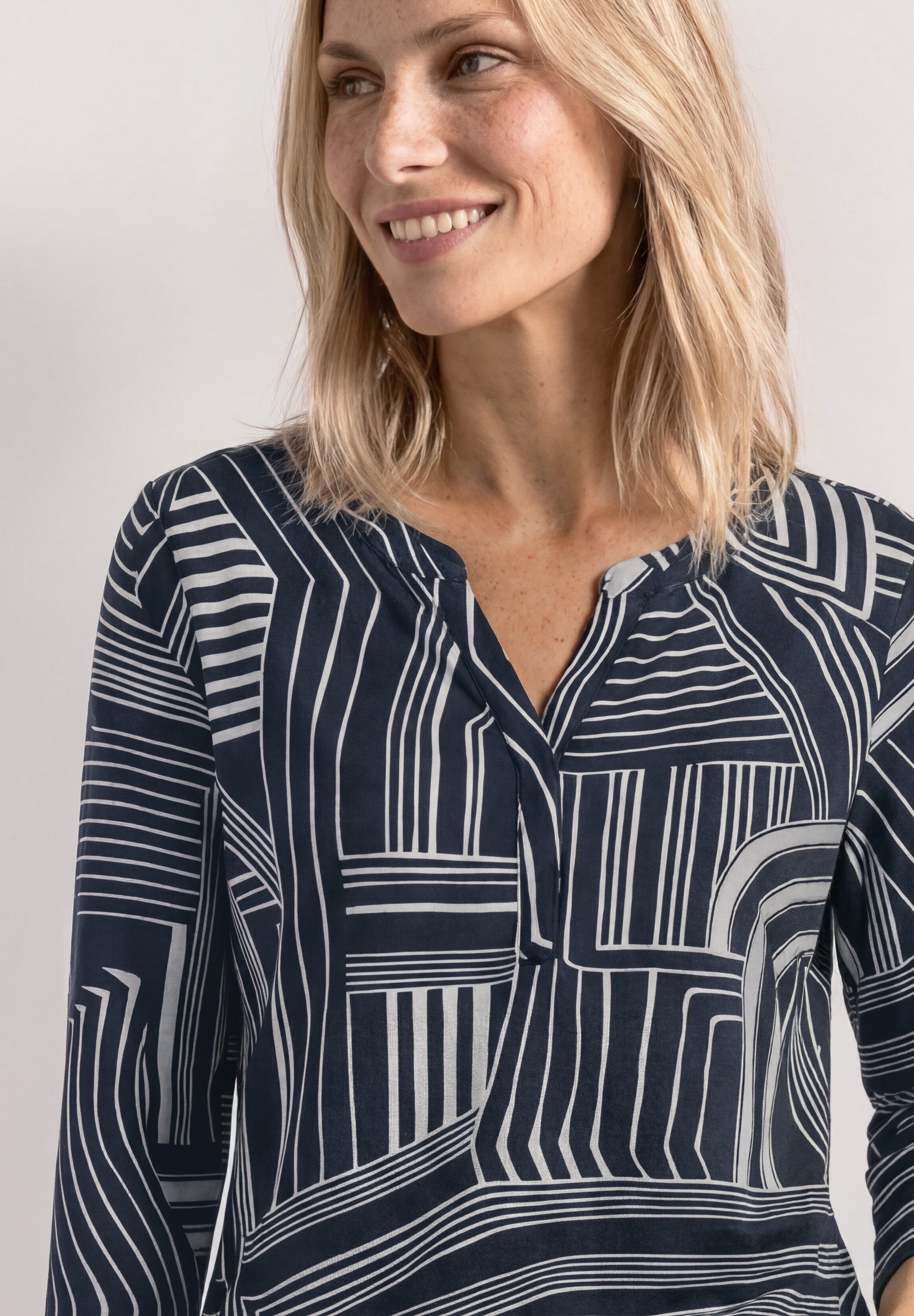 STREET ONE 3/4-Arm-Shirt Elastiksaum mit Knotendetail