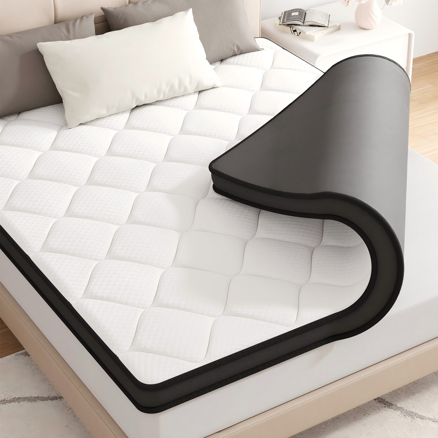 Elemuse, Topper H3 Gel Memory Schaum Matratzentopper, 7.5 cm hoch, (1-tlg), Komfortschaum, Atmungsaktiv, Druckverteilung, Topper für Boxspringbett