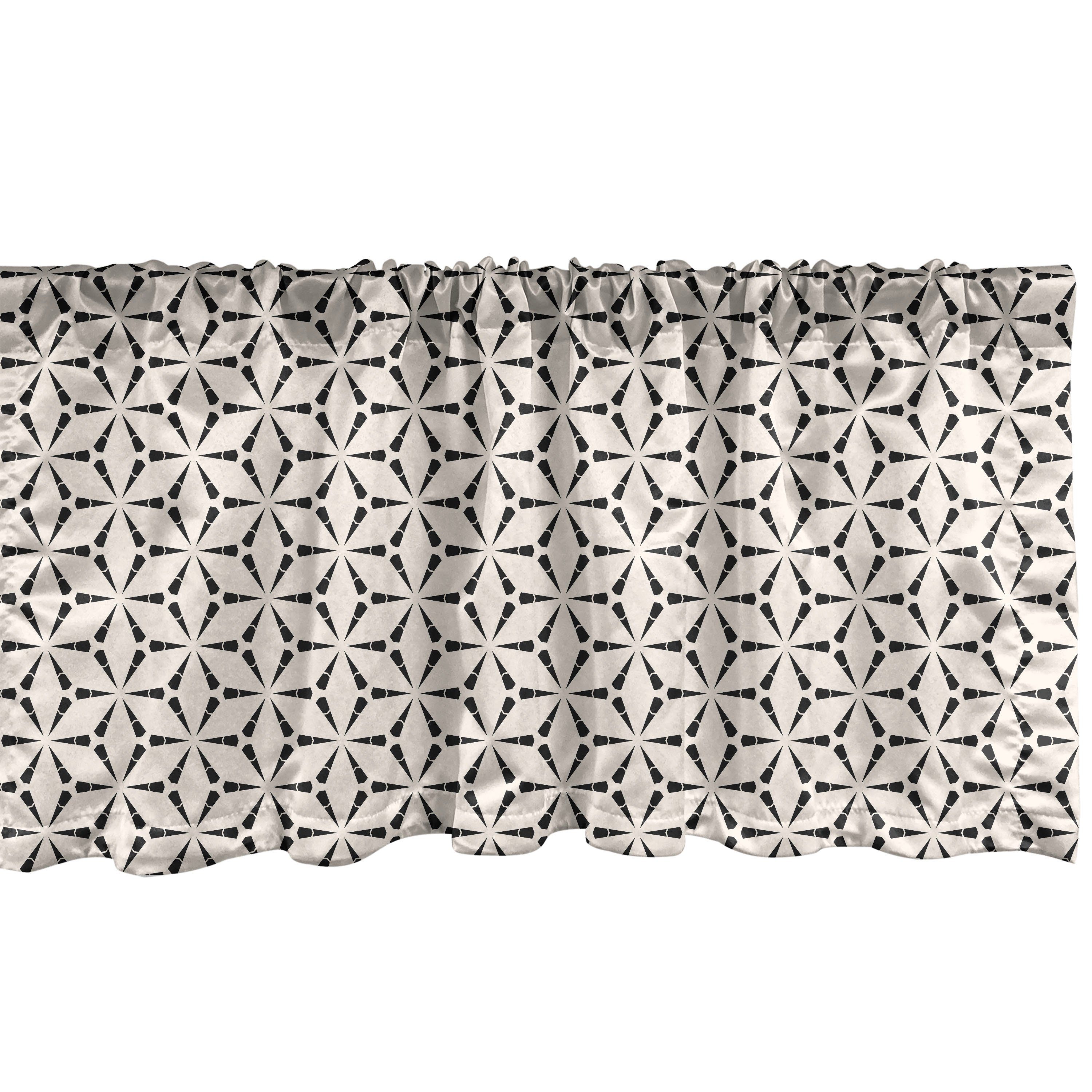 Scheibengardine Vorhang Volant für Küche Schlafzimmer Dekor mit Stangentasche, Abakuhaus, Microfaser, Abstrakt Blatt Geometrische Blumen
