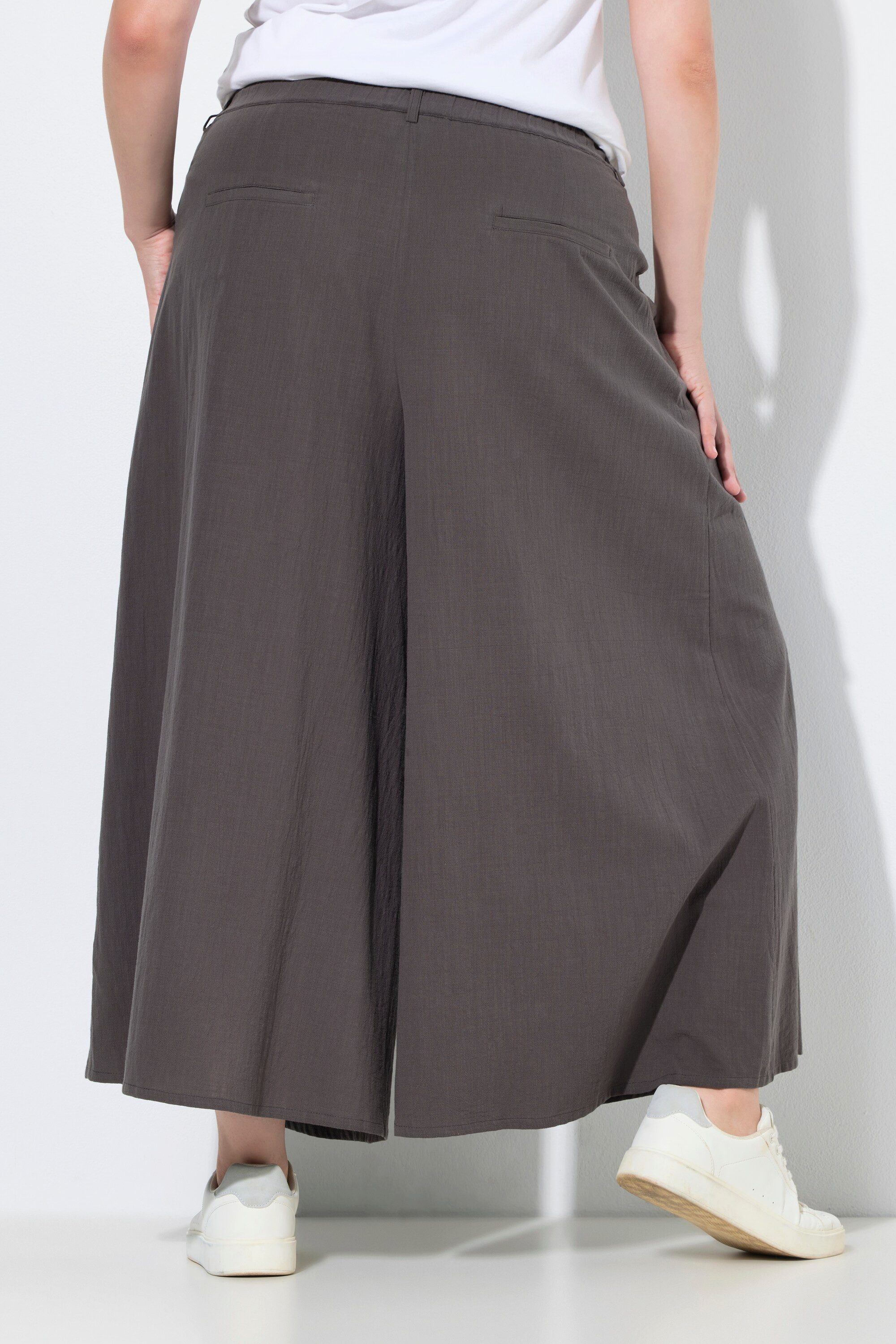 Ulla Popken Culotte 7/8-Hose weites Bein Elastikbund Biobaumwolle