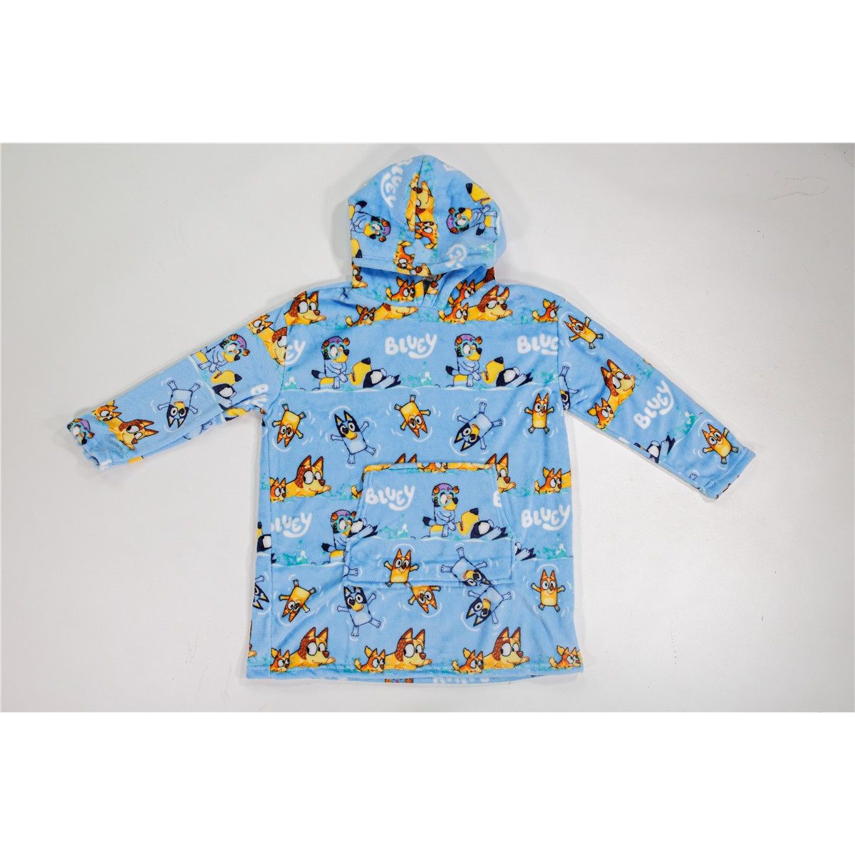 Aymax sprl Fleeceponcho Bluey Sweat Poncho Kinder 3–6 Jahre Kapuzenponcho Kuschel Fleece