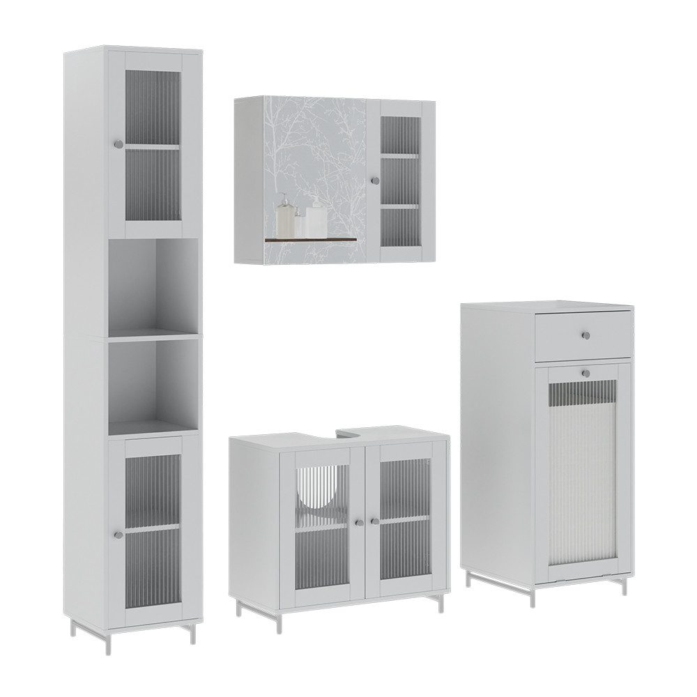 Badmöbel-Set Malte, Weiß, 4 Teile