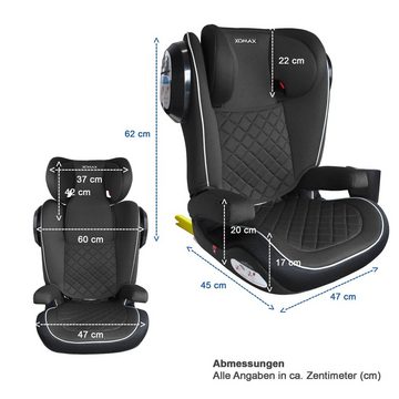 XOMAX Autokindersitz Lenard, bis: 12, ab: 15 kg, bis: 36 kg, (Lenard), für Kinder von 15-36 kg Gruppe 2/3 mit Isofix und 3-Punkt-Gurt-System