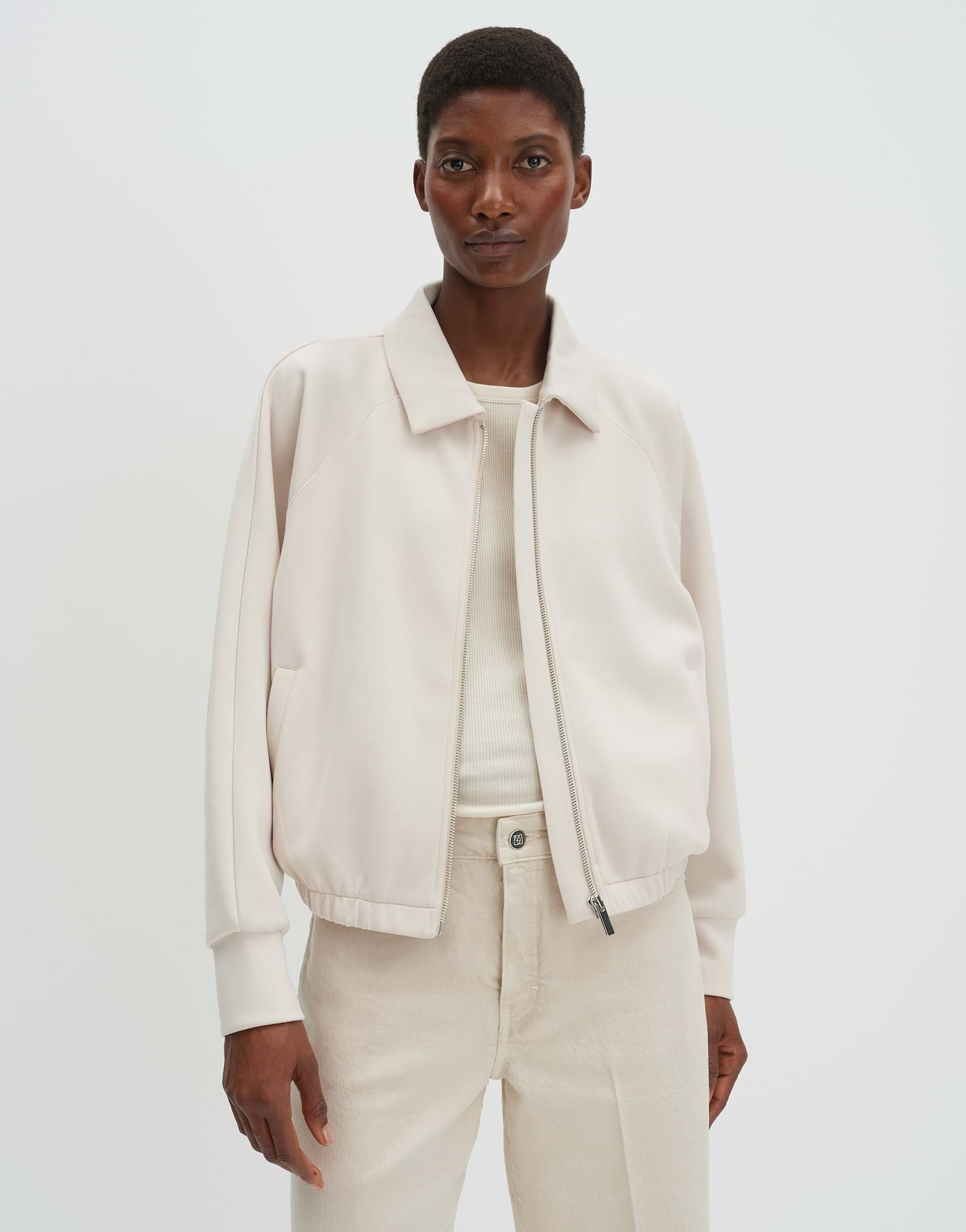 someday Sweatjacke Umeya Sweatjacke im Blouson Stil aus Sweatware Lockere Passform, Raglanärmel und Paspeltaschen vorne