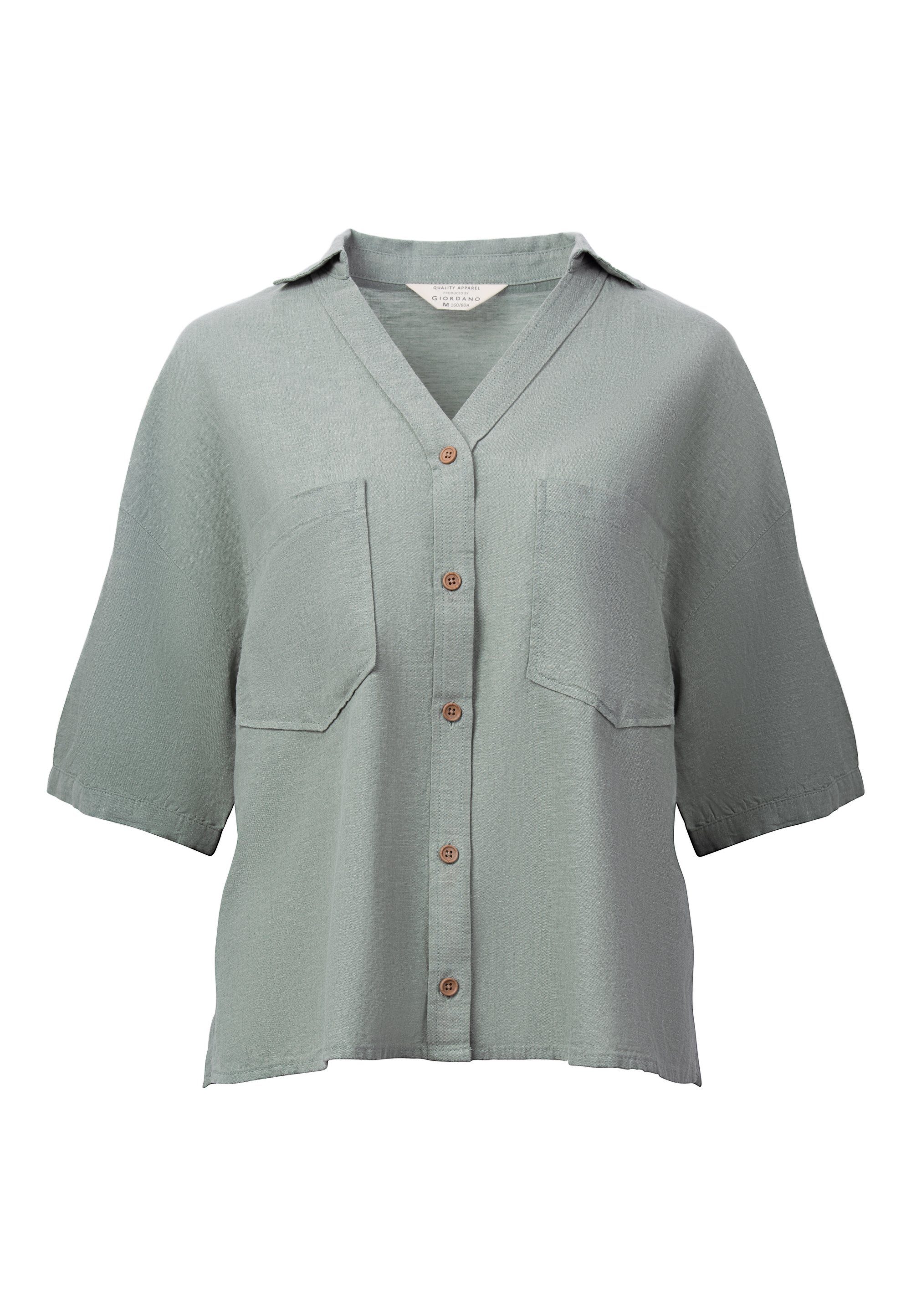 GIORDANO Klassische Bluse mit Puffärmeln schicken