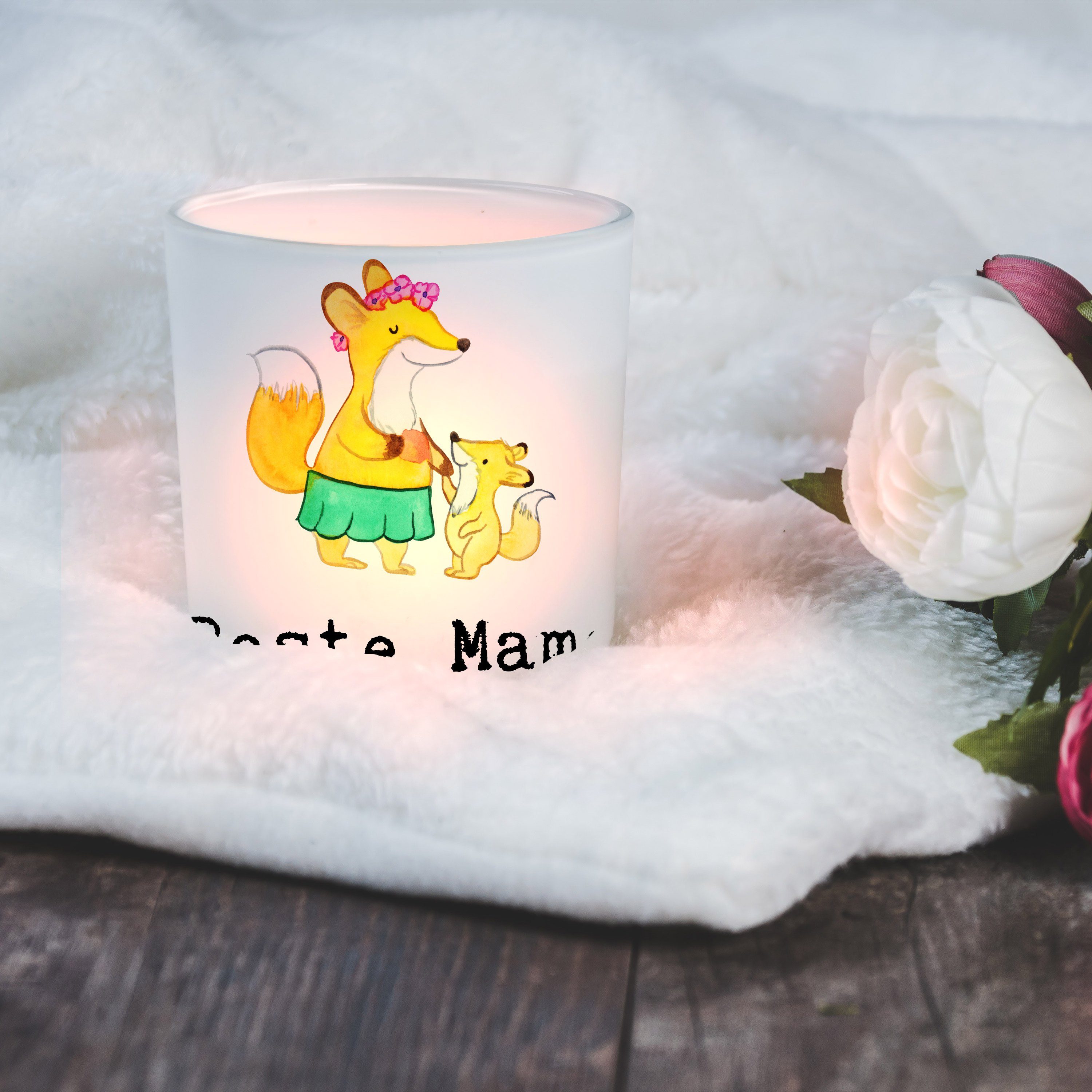 Mr. & Windlicht - St) Geschenk, Teelichtglas, Transparent Welt Mrs. Panda (1 Dan Beste Mama der Fuchs 