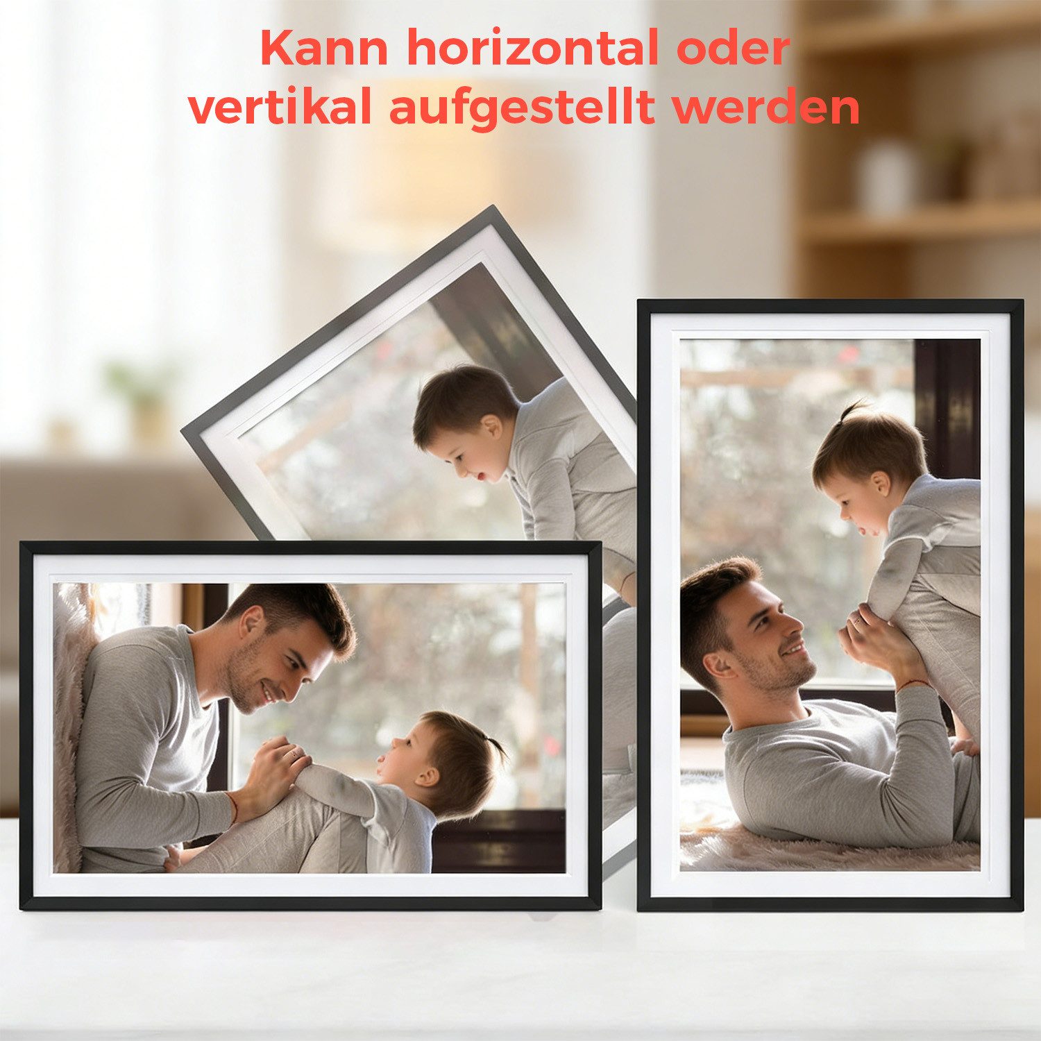 AKKEE 15.6'' Elektronischer Fotorahmen mit WiFi-Fotoübertragung 1920 x 1080 Digitaler Bilderrahmen (1920 x 1080 Pixel, 32 GB, Touch-Screen) – Bild 5 von 5