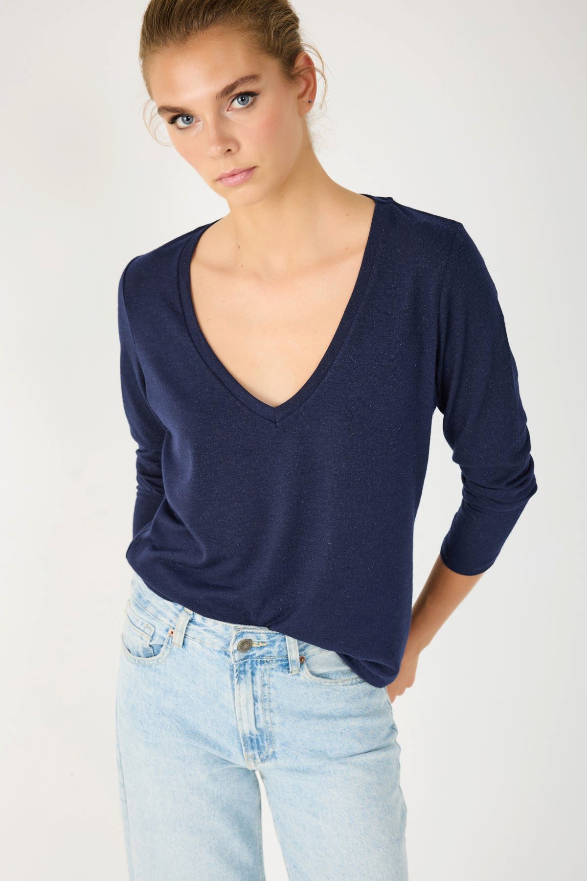 No Matter What Blusentop Langarmbluse mit V-Ausschnitt günstig online kaufen