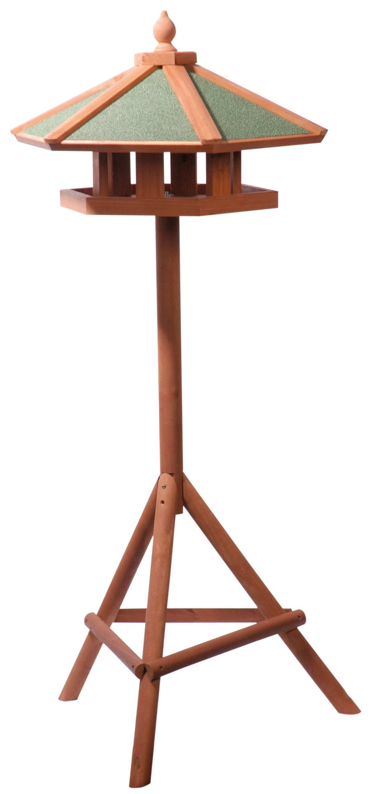 dobar Futterhaus Großes Vogelhaus mit Ständer, XL für Wildvögel 6-eckig, braun