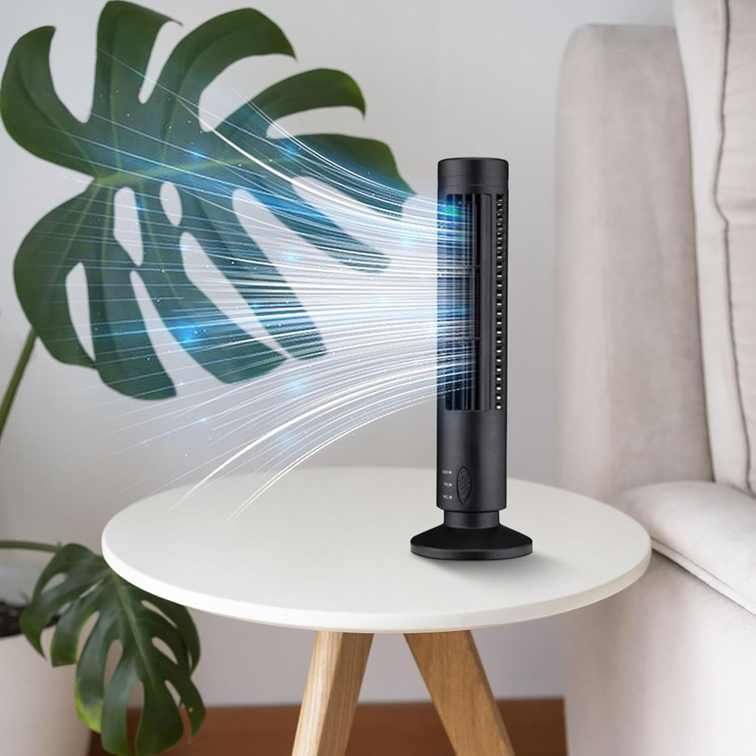 FELIXLEO Tischventilator Tragbarer Luftkühler USB Turmventilator Standventilator Black