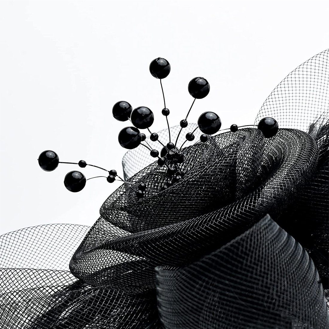 Perlen, elegant, Haarschmuck Party Hochzeit Diadem Hut GLAMO schwarz tragen,