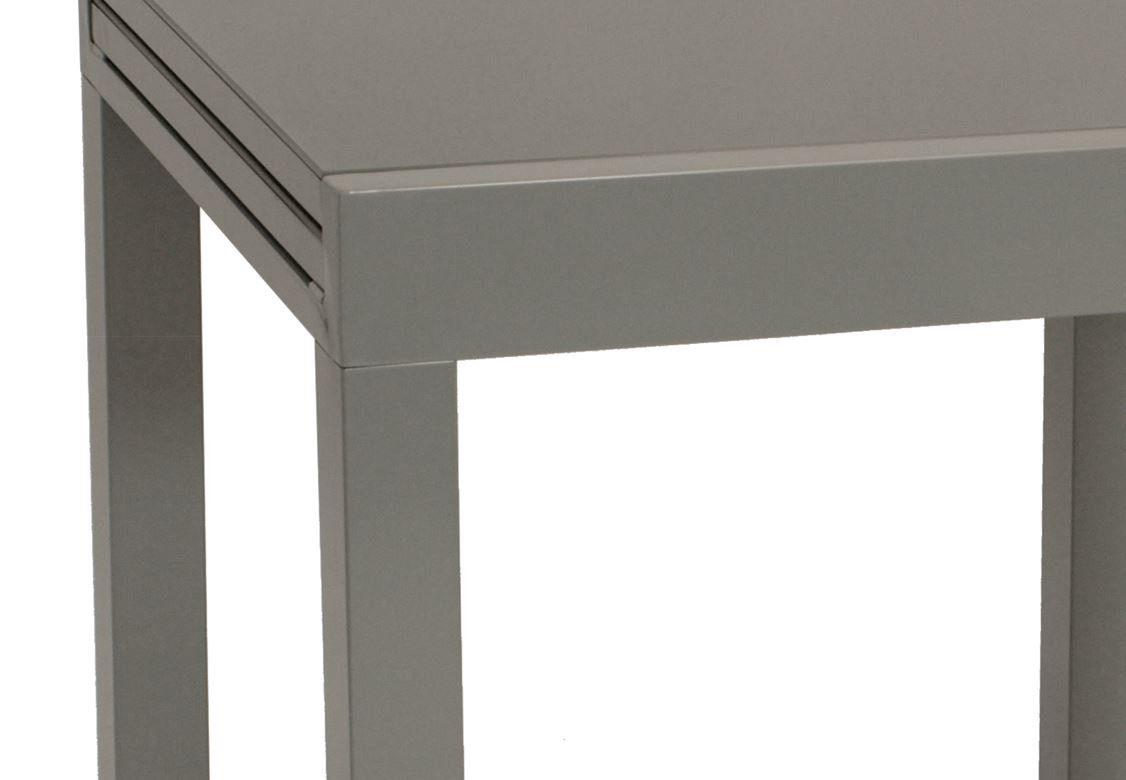 auf DEGAMO 70x70cm, + dunkelgrau 140cm, MARINA grau ausziehbar Glas Gartentisch (1-St), Aluminium